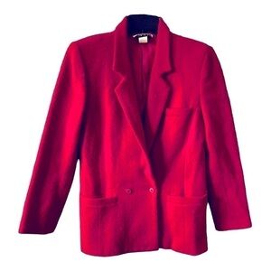 Vintage LLOYD WILLIAMS WOMEN'S Blazer Womens size 10 Red wool Nylon Acetate